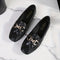 Czarne loafersy Penny, pikowany wzór z cekinami, lekkie płaskie buty