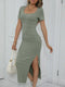 Elegancka długa rozkloszowana sukienka Bodycon Fit z dekoltem w łódkę