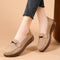Damskie loafersy z metalową klamrą, casualowe wsuwane buty w jednolitych kolorach