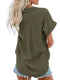 Bluzka z krótkim rękawem z kołnierzykiem i guzikami Olive Green