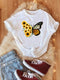Damski t-shirt z kwiatowym motylem