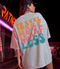 T-shirt oversize z nadrukiem i półrękawami
