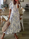 Charm - Ikat Dream Boho Sukienka z falbaną i dekoltem w szpic, w eleganckim stylu