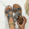 Sandały Boho Floral Rhinestone z otwartym palcem i elastycznym paskiem