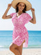 Boho Beach Dress V-neck Tunika z nadrukiem i krótkimi rękawami