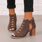 Elrica - urocze sandały typu peep toe w stylu vintage na grubym obcasie