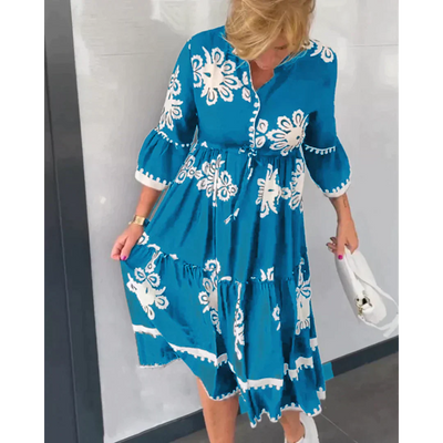 Sukienka w kwiaty Livia™ z eleganckimi rękawami trzy czwarte
