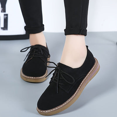 Damskie loafersy wykonane ze sztucznej skóry - Wygodne i oddychające sznurowane buty