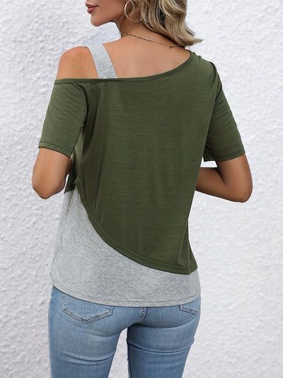 T-shirt damski na lato, wygodny, casualowy top wykonany z poliestru