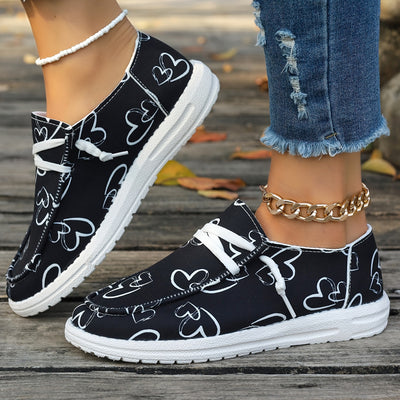 Damskie wsuwane mokasyny - lekkie i wygodne buty codzienne z wzorem serca