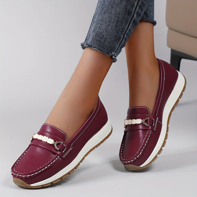 Damskie wsuwane loafersy - Lekkie buty casualowe ze sztucznej skóry z podeszwą pu