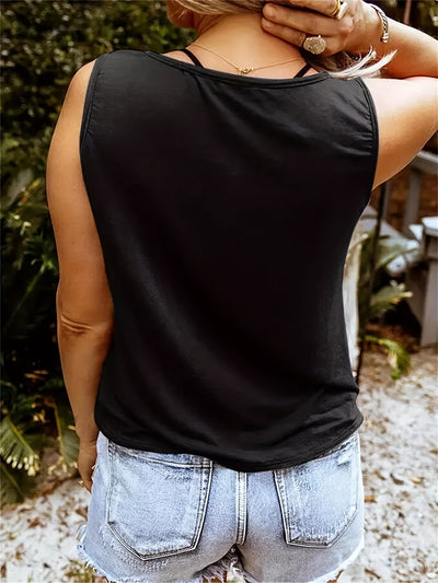 Damski tank top Guitar & Wings z dekoltem w kształcie litery V – letni top bez rękawów
