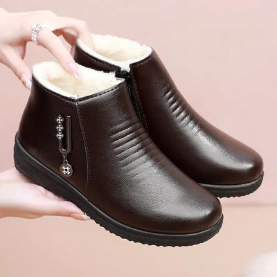 Damskie skórzane buty zimowe – ciepłe, modne i wygodne buty na płaskim obcasie na każdy dzień