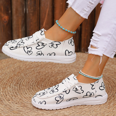 Damskie wsuwane mokasyny - lekkie i wygodne buty codzienne z wzorem serca