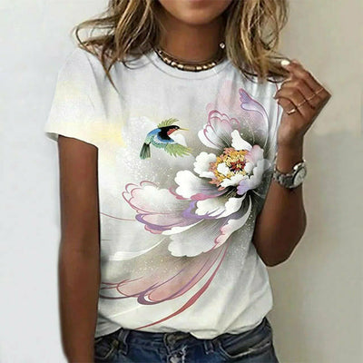 T-shirt w stylu vintage z kwiatowym nadrukiem