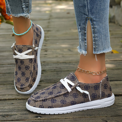 Letnie loafersy damskie - Lekkie buty wsuwane z kwiatowym wzorem