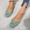 Eleganckie płaskie buty z kwadratową ozdobą z dżetów