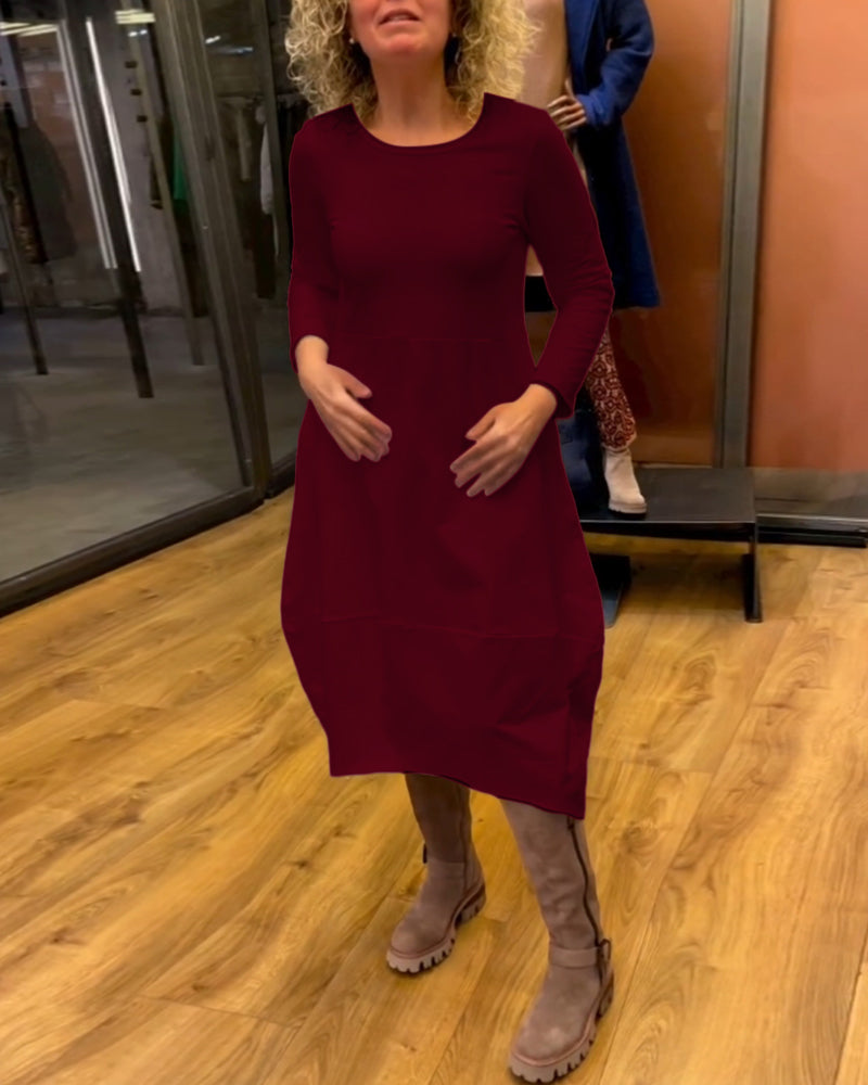 Elegancka czarna sukienka midi Eva™ z praktycznymi kieszeniami