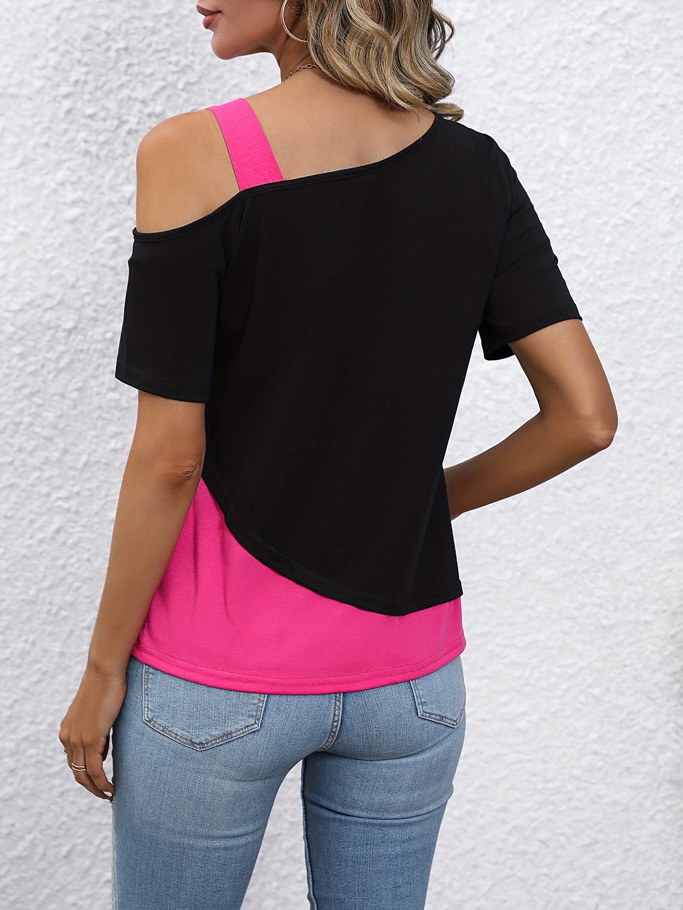 T-shirt damski na lato, wygodny, casualowy top wykonany z poliestru