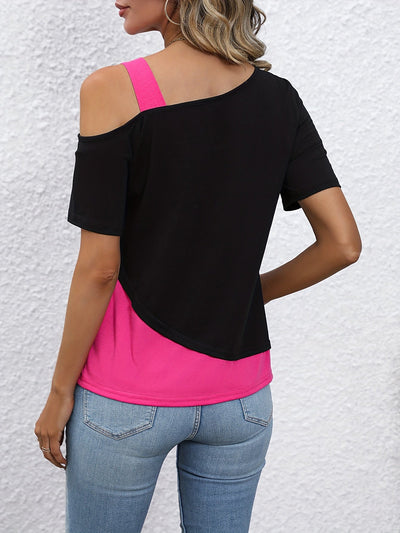 T-shirt damski na lato, wygodny, casualowy top wykonany z poliestru
