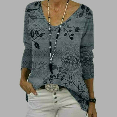 T-shirt vintage z nadrukiem liści