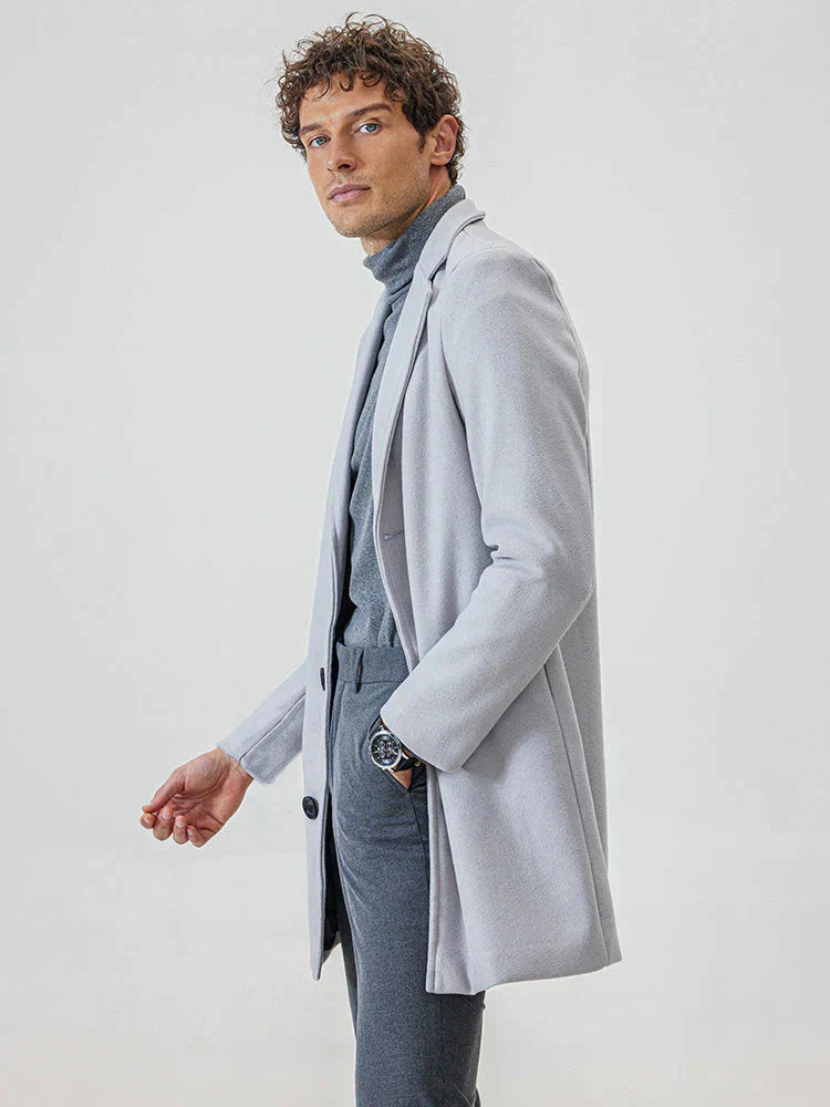 Andrzej™ - Casual Płaszcz Wełniany z Kołnierzem