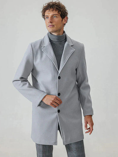 Andrzej™ - Casual Płaszcz Wełniany z Kołnierzem