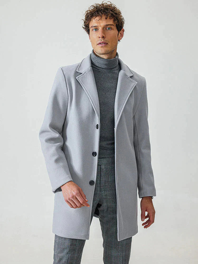 Andrzej™ - Casual Płaszcz Wełniany z Kołnierzem