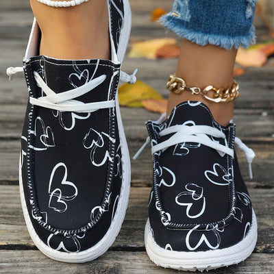 Damskie wsuwane mokasyny - lekkie i wygodne buty codzienne z wzorem serca