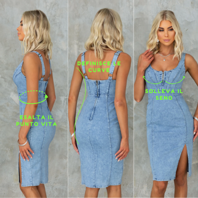 Sara™ - Dżinsowa sukienka o wąskim kroju zapewniająca elegancki wygląd