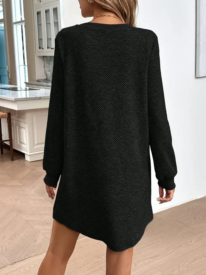 Stylowa dzianinowa sukienka tunika Miękki poliester Casual & Elegant
