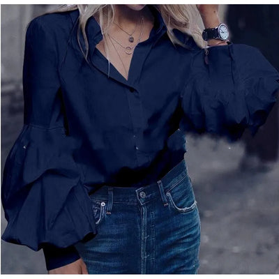 Satynowa bluzka zapinana na guziki, plus size