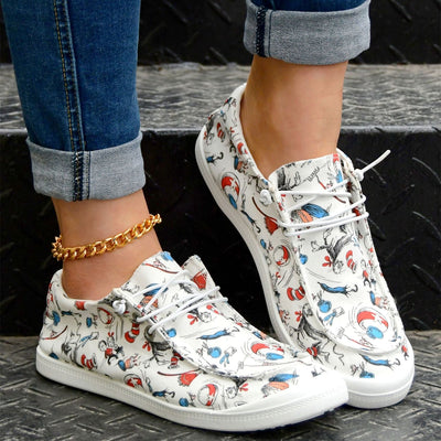 Casual Cartoon Print Booper for Women-Light Slip-on Canvas Buty