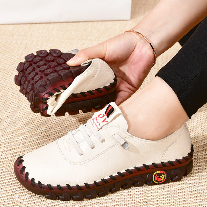 Damskie wsuwane loafersy - Lekkie buty casualowe ze sztucznej skóry z gumową podeszwą