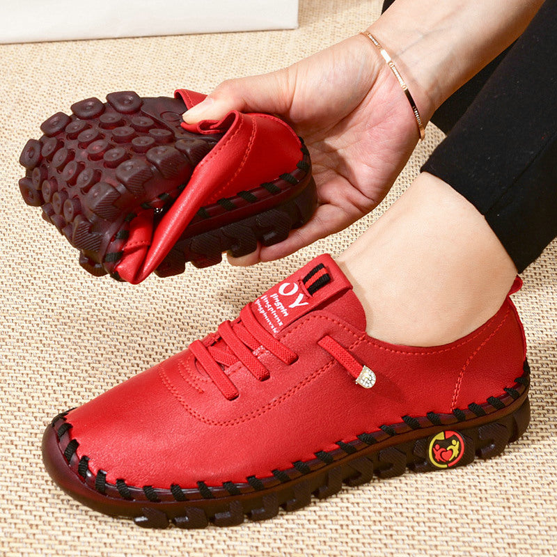 Damskie wsuwane loafersy - Lekkie buty casualowe ze sztucznej skóry z gumową podeszwą