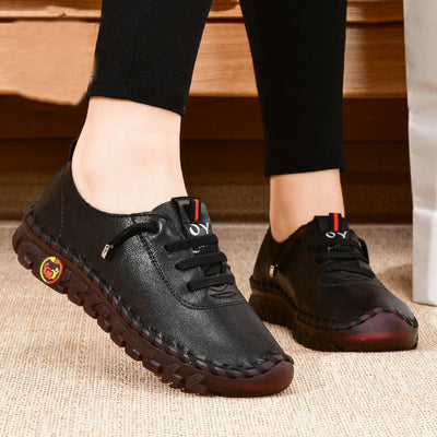 Damskie wsuwane loafersy - Lekkie buty casualowe ze sztucznej skóry z gumową podeszwą