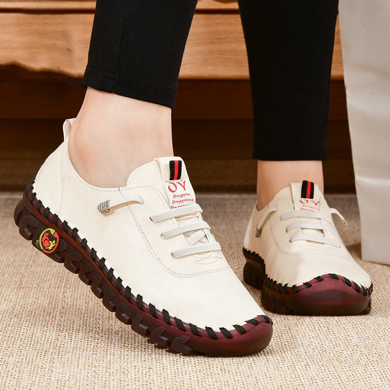 Damskie wsuwane loafersy - Lekkie buty casualowe ze sztucznej skóry z gumową podeszwą