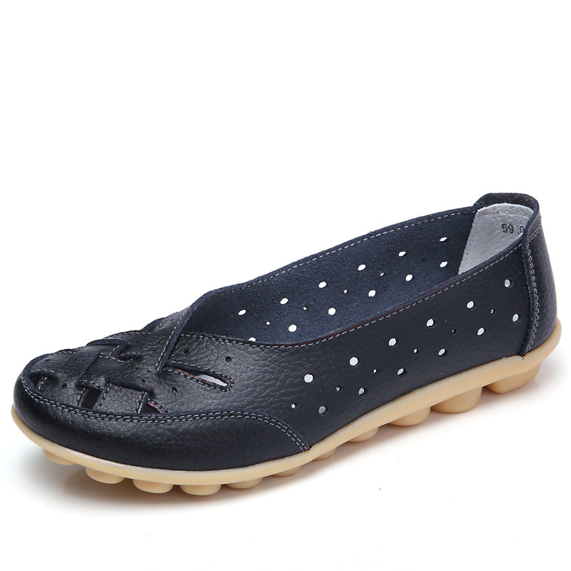 Damskie loafersy z poprzecznymi paskami, oddychające i wygodne buty wsuwane