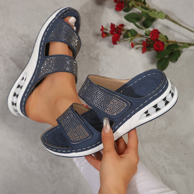 Otwarte buty letnie Strass Wygodne sandały z podwójnymi paskami