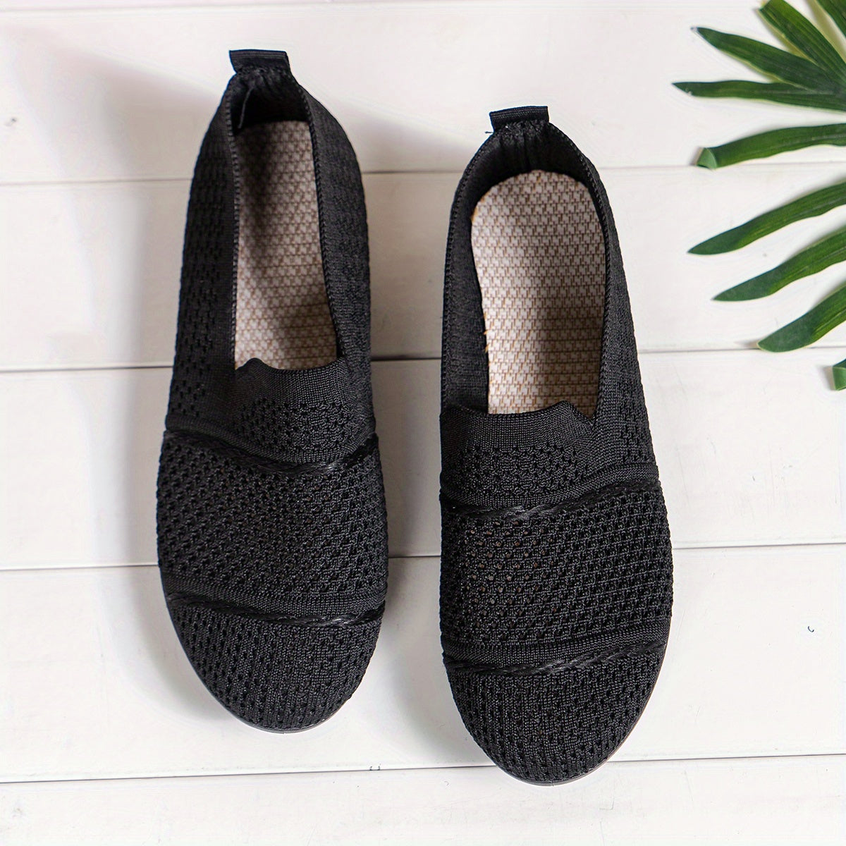 Oddychające, wsuwane loafersy z dzianiny, wygodne buty do noszenia na co dzień