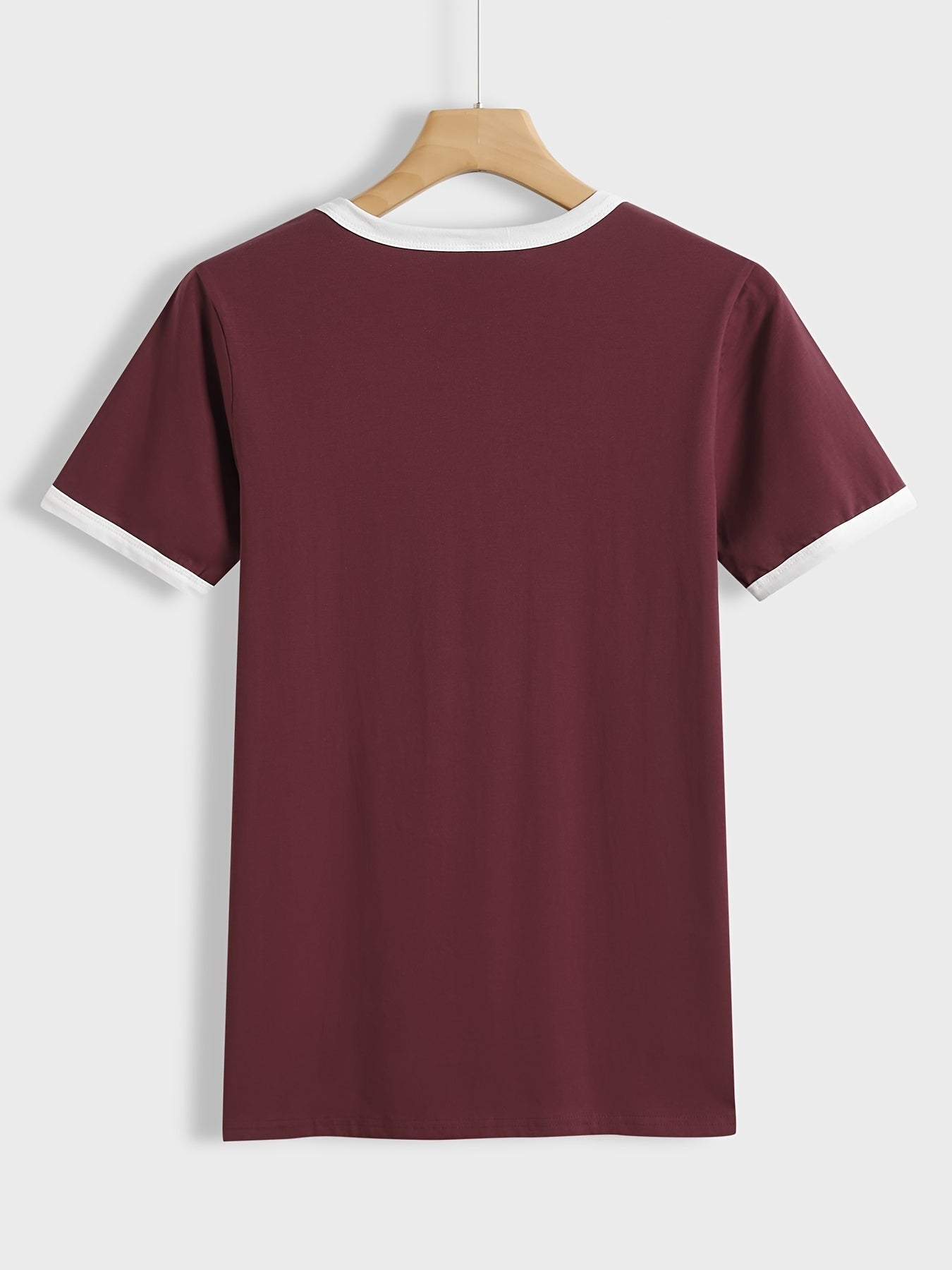 Letni T-shirt, luźna koszula z krótkim rękawem i okrągłym dekoltem, swobodny top wykonany z poliestru