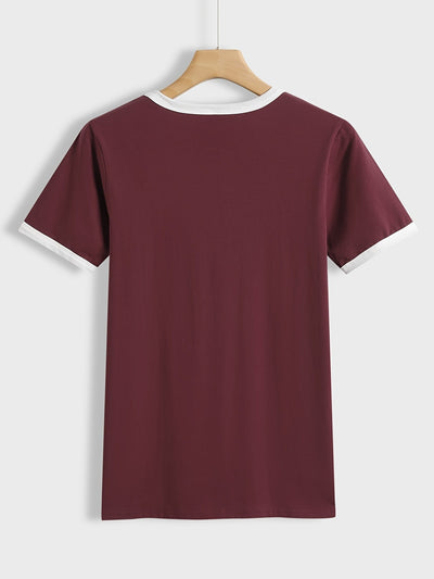 Letni T-shirt, luźna koszula z krótkim rękawem i okrągłym dekoltem, swobodny top wykonany z poliestru