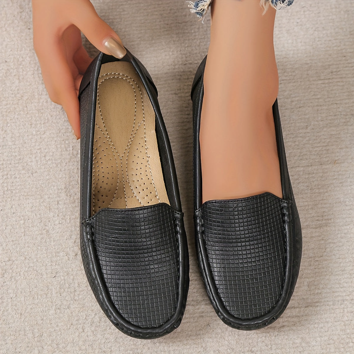 Letnie loafersy damskie - wygodne buty wsuwane z flanelową podszewką
