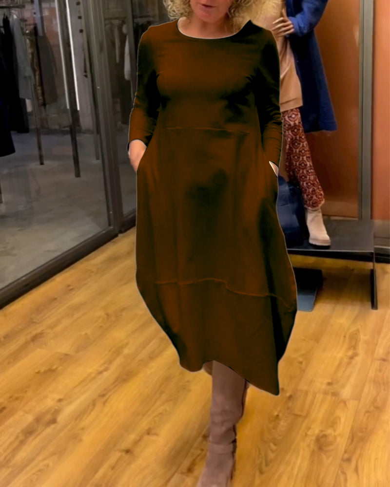 Elegancka czarna sukienka midi Eva™ z praktycznymi kieszeniami