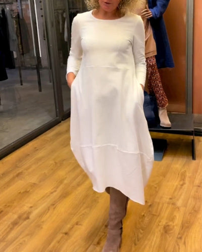 Elegancka czarna sukienka midi Eva™ z praktycznymi kieszeniami