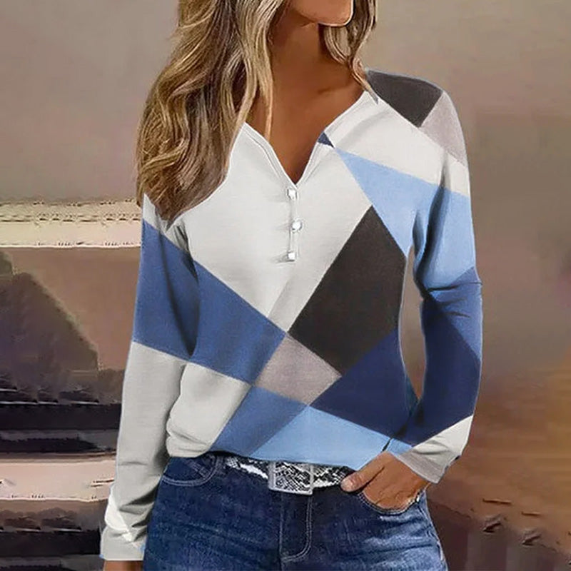Casualowa bluzka w bloki kolorystyczne