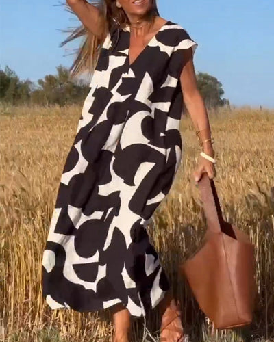 Sukienka z nadrukiem Mirabella™ V-Neck: Eksplozja stylu i elegancji!