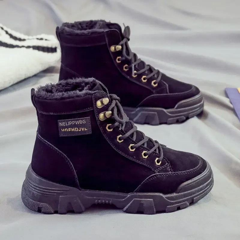 Aneta - Sznurowane Wysokie Miękkie Buty Zimowe Damskie