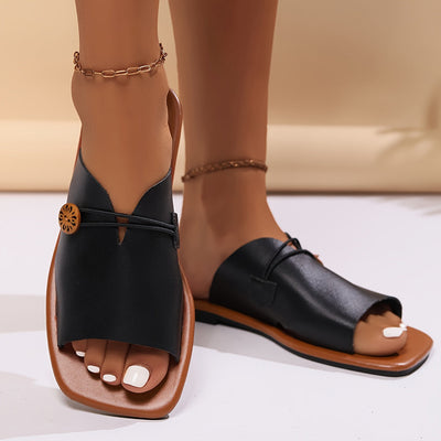 Płaskie, wsuwane buty letnie w stylu retro, dwukolorowe, wygodne na co dzień i w czasie wolnym