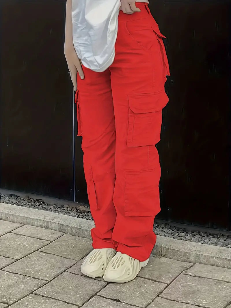 Jeni - spodnie jeansowe cargo w stylu retro z dżinsami w stylu street z wysokim stanem